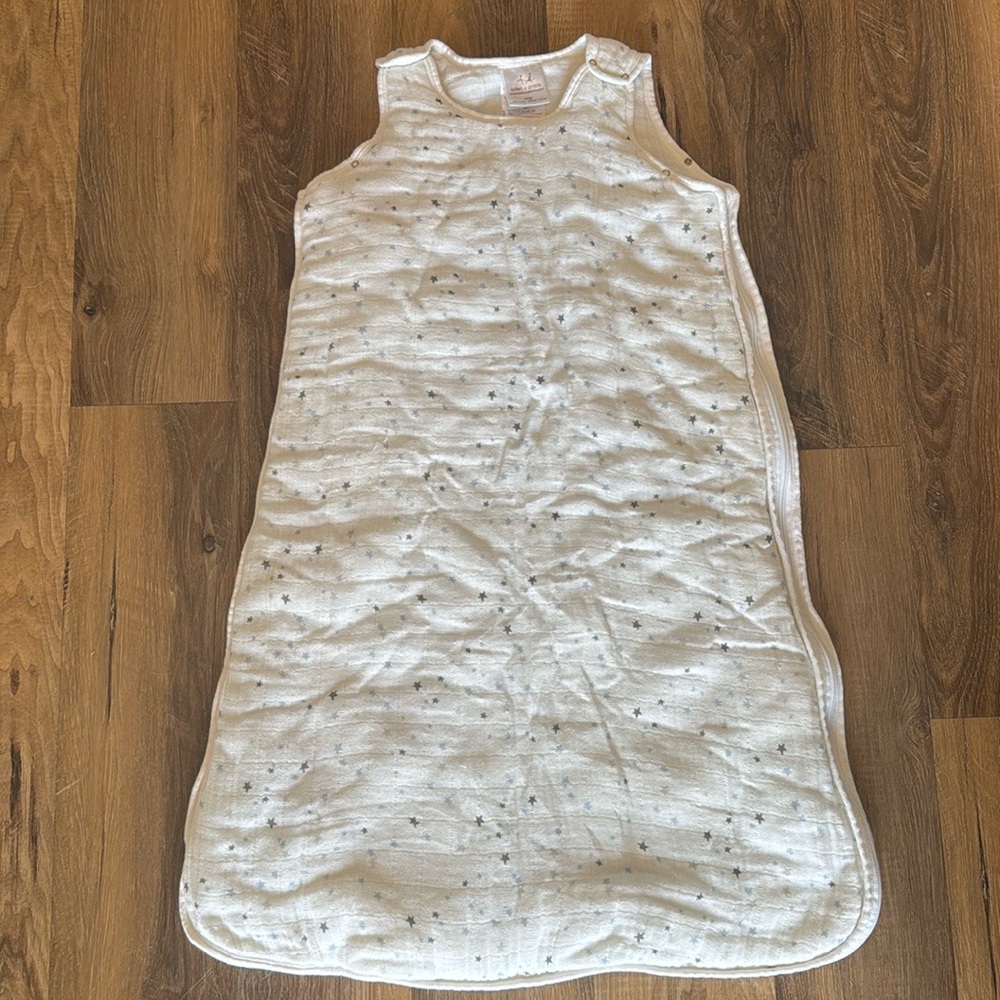 aden + anais White Sleep Sack with Gray Stars